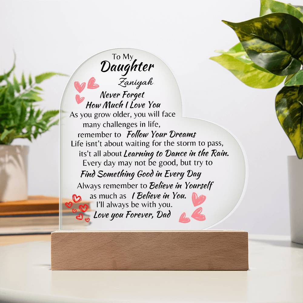 Love You For Ever Daughter | Acrylic Heart Plaque