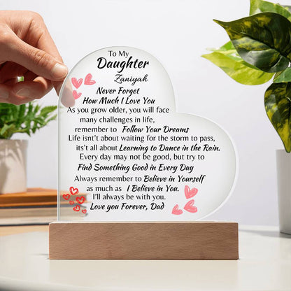 Love You For Ever Daughter | Acrylic Heart Plaque