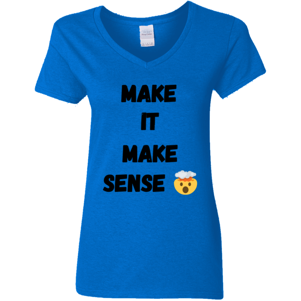 MAKE SENSE Ladies V-Neck T-Shirt blk font