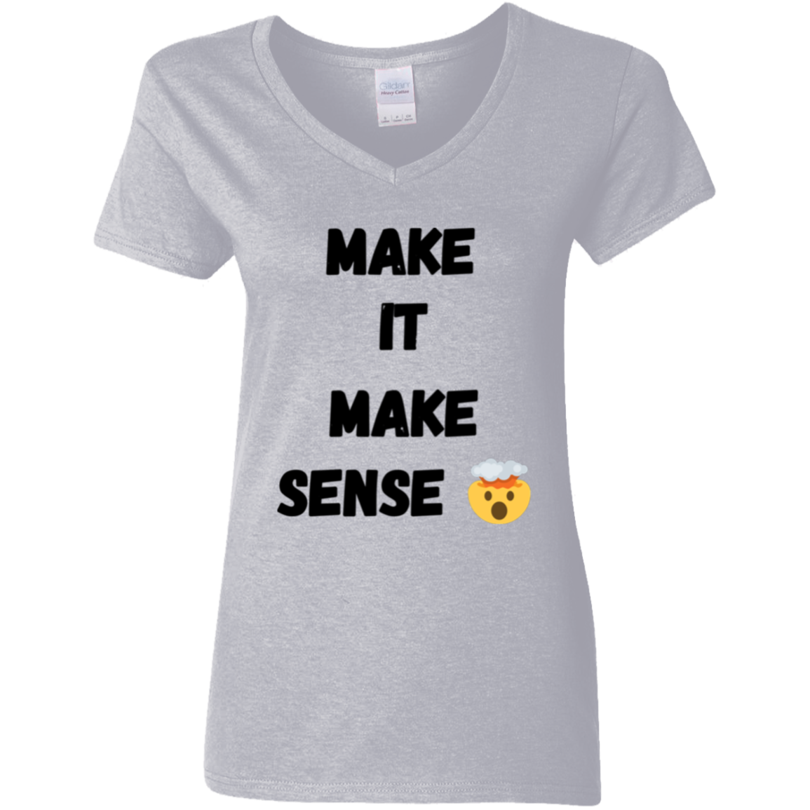 MAKE SENSE Ladies V-Neck T-Shirt blk font