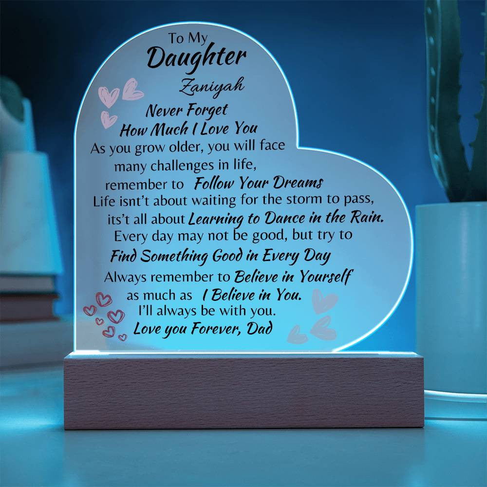 Love You For Ever Daughter | Acrylic Heart Plaque